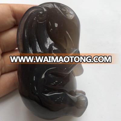 Wholesale Natural Fancy Animal Figurines Agate Elephant Crystal Carved Elephant for Sale