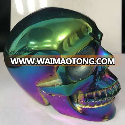 Customized Wholesale Hand Carved Natural Rainbow Aura Quartz Skulls Angel Crystal Skulls for Sale