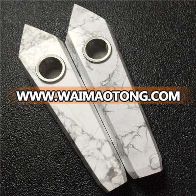 natural white turquoise stone weed pipe natural crystal smoking pipes with lateral hole