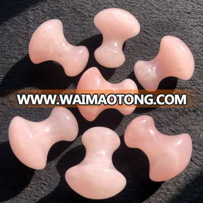 Hot Sales Wholesale Natural Crystal Facial Spa Stone Massager Rose Quartz Mushroom Gua Sha in Stock