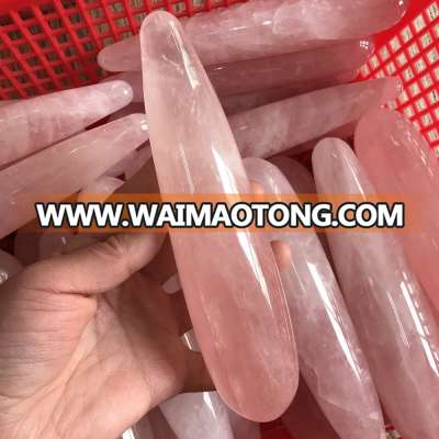 natural rose quartz crystal wand yoni healing dildo crystal healing massage wand