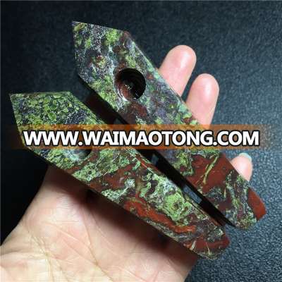 wholesale natural rock dragon blood stone handcarved pipes crystal quartz smoking pipe