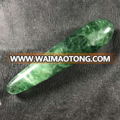 17cm Length 2-4cm Thickness Green Fluorite Wand Natural Crystal Massage Wand